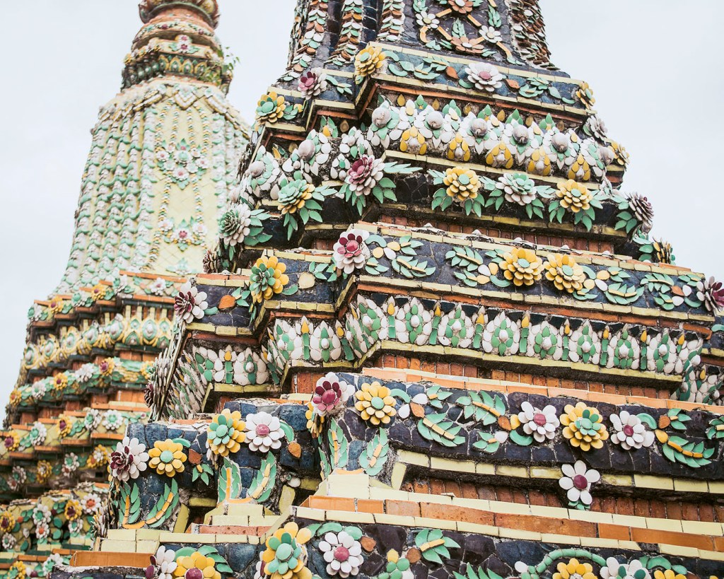Intricate floral architecture at Wat Pho