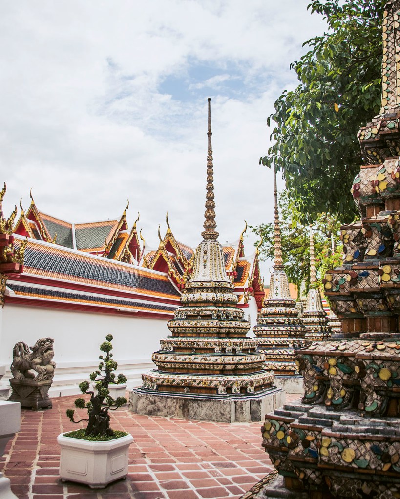 Chedis and temple rooftops at Wat Pho