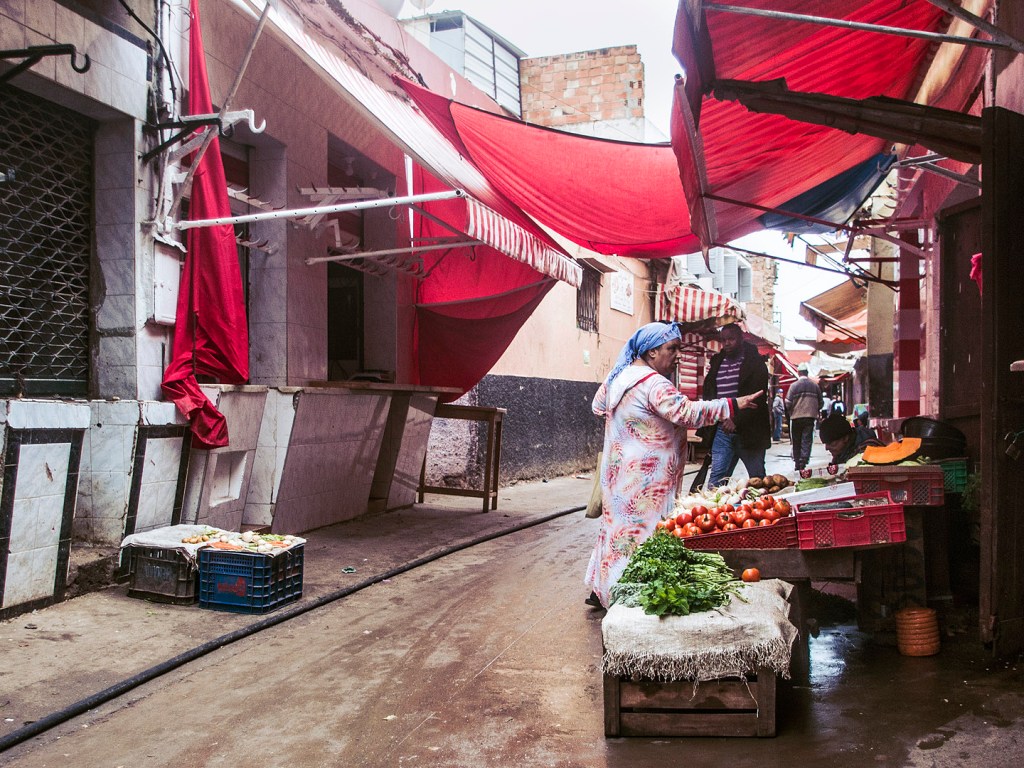 A fruit stall in the souk in Salé, Morocco.