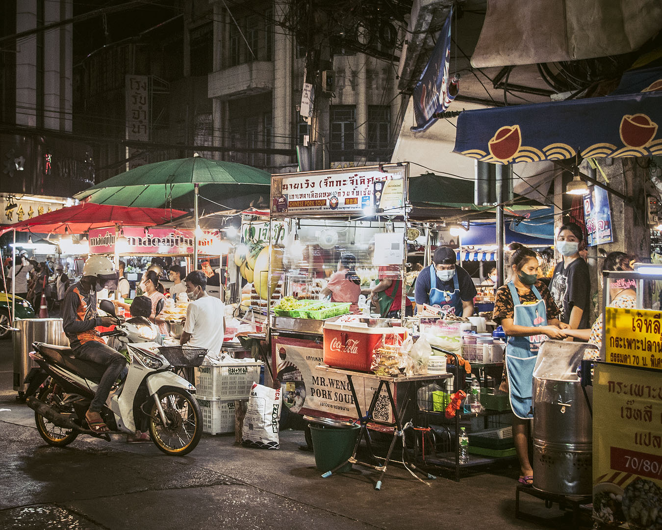 Street food stalls in Bangkok's Chinatown.