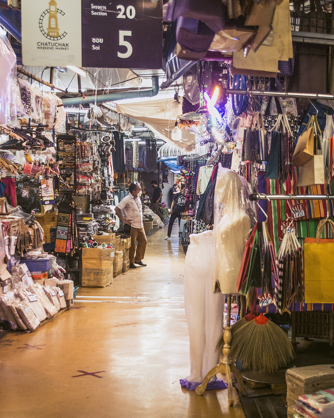 Clothing stalls at Chatuchak Weekend Market.