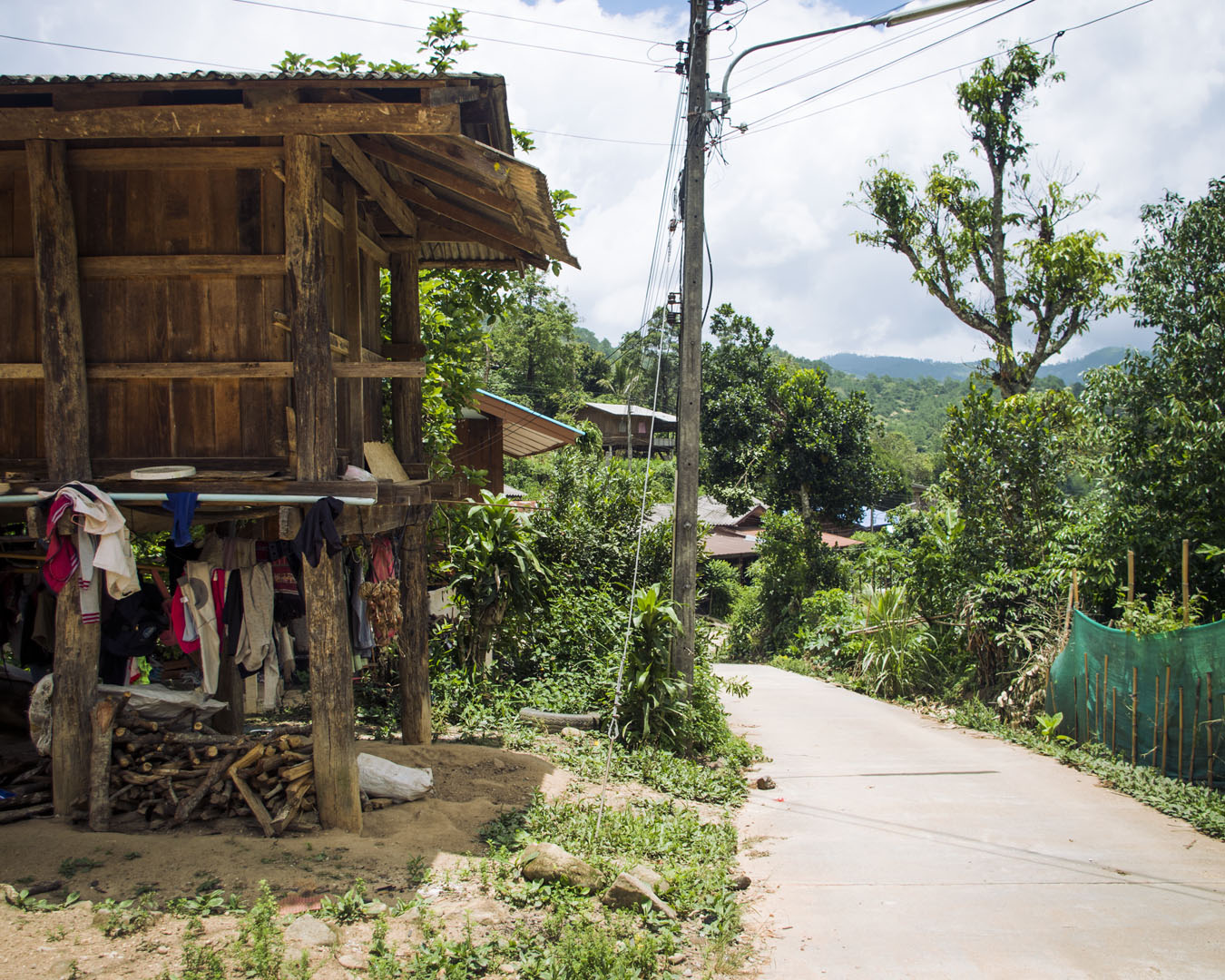 A house and road in Sobhad Village in Doi Inthanon National Park, Thailand.
