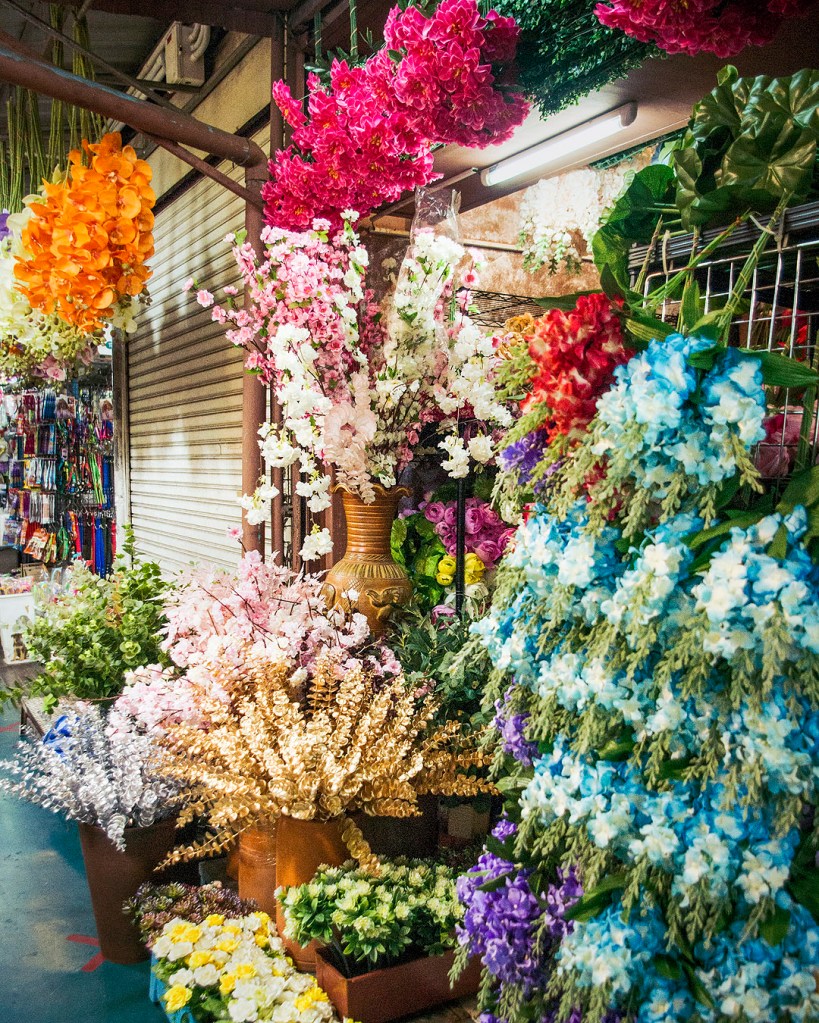 Colourful flowers for sale at Chatuchak Weekend Market.
