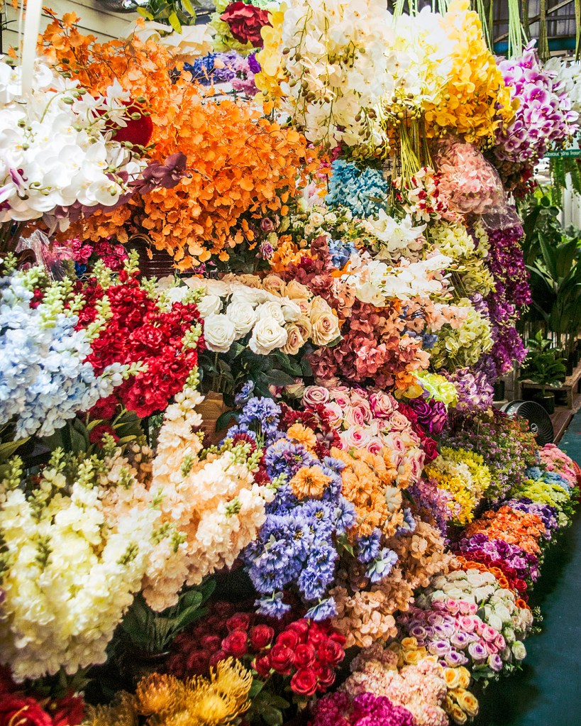 Colourful flowers for sale at Chatuchak Weekend Market.