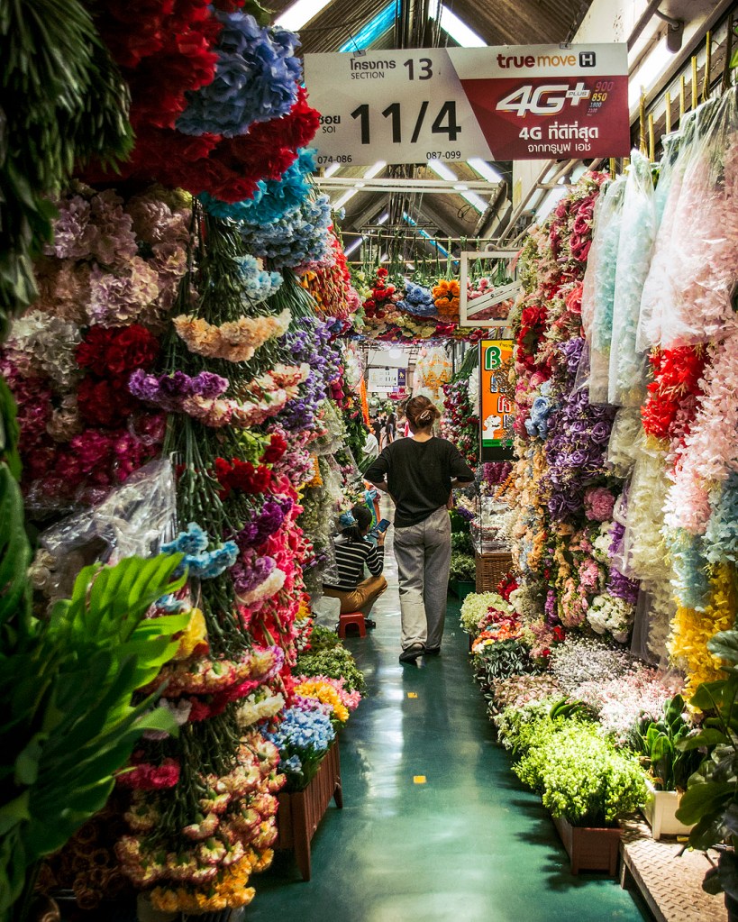 Colourful flowers for sale at Chatuchak Weekend Market.