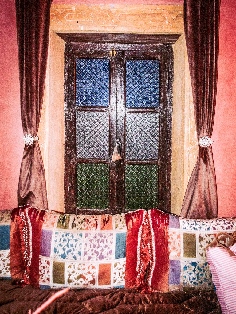 A colourful window in a riad in Salé, Morocco.