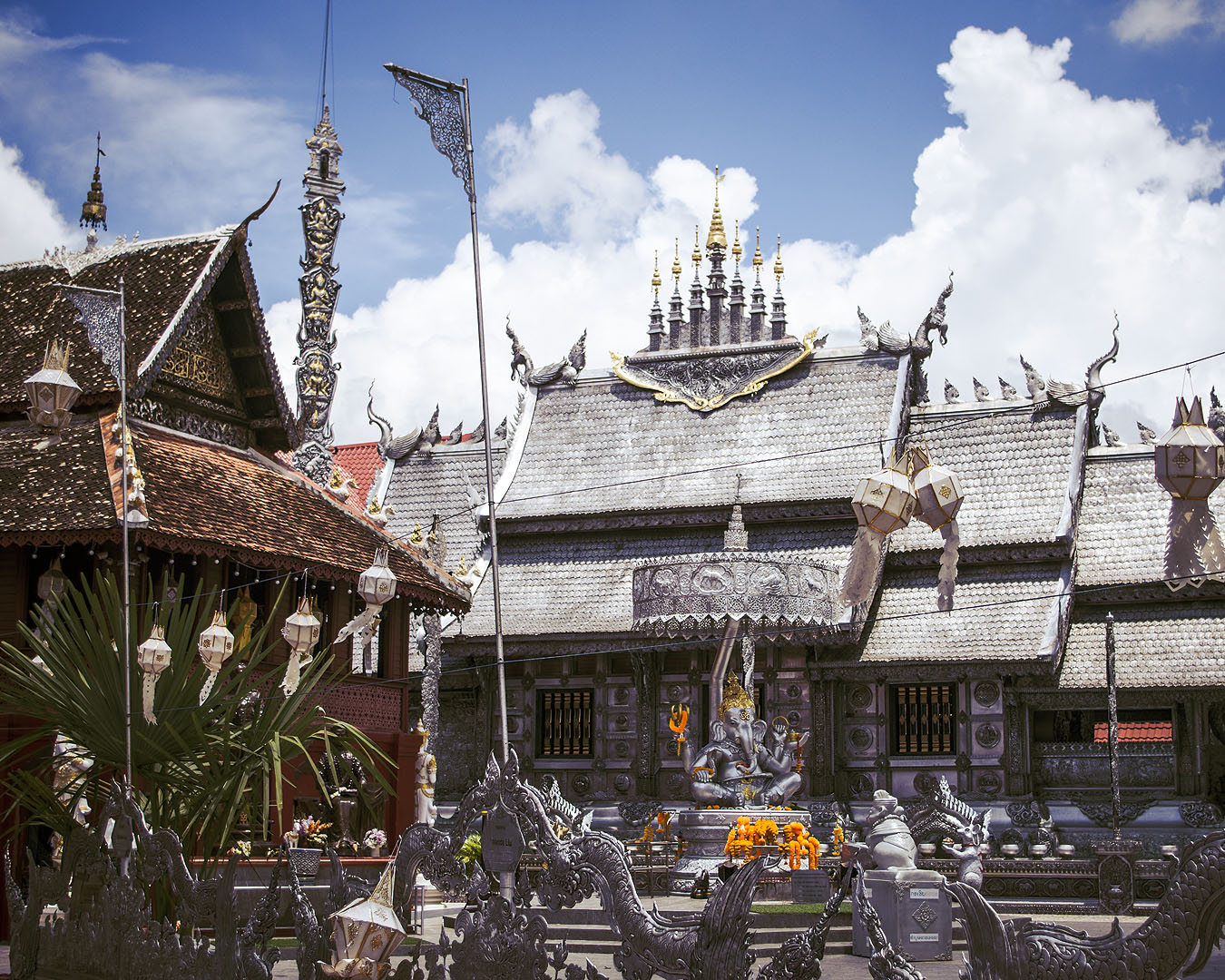 A side view of the silver hall at Wat Sri Suphan.
