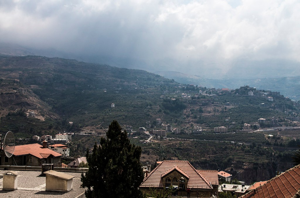 Houses in front of the Qadisha Valley in north Lebanon.