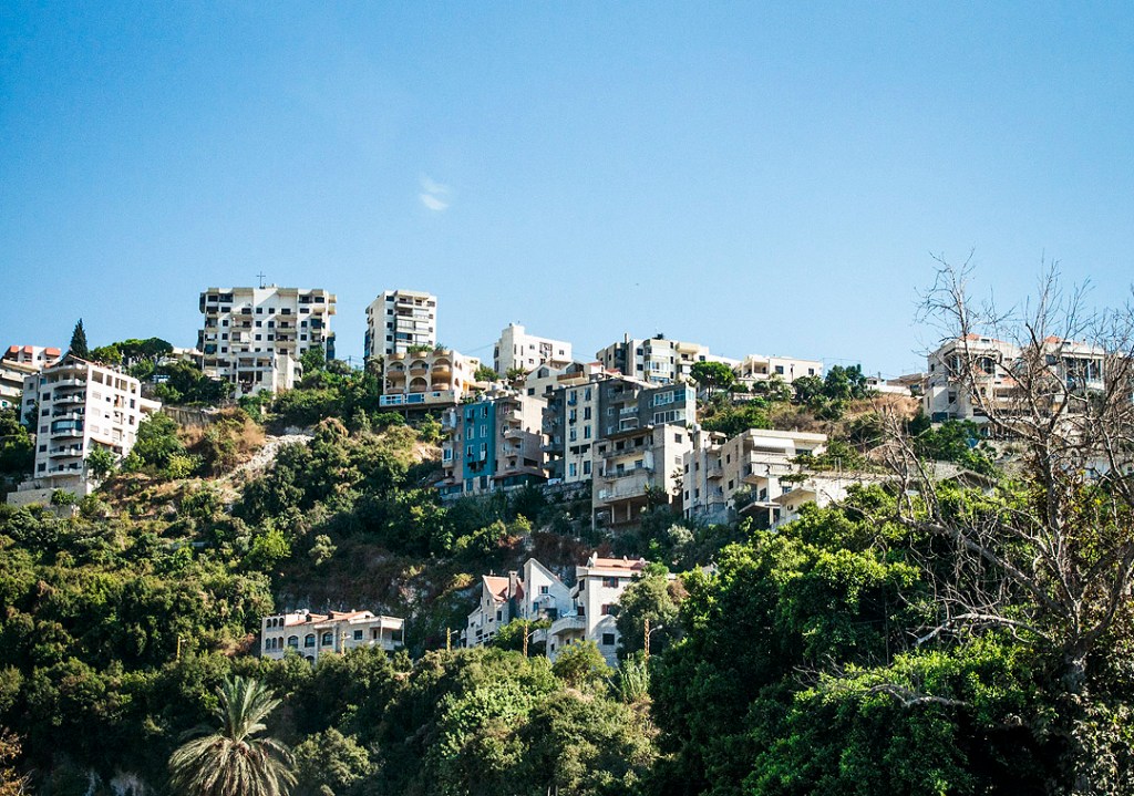 Houses on hills in Jounieh, Lebanon.