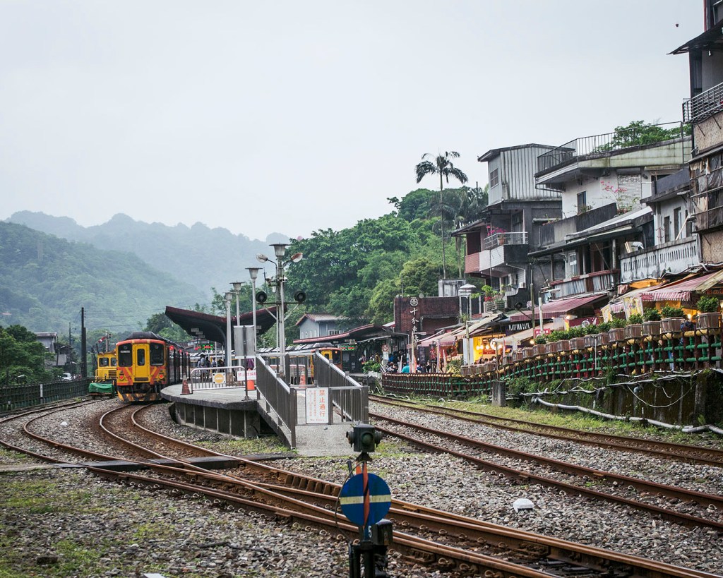 A train at Shifen Station in Taiwan.