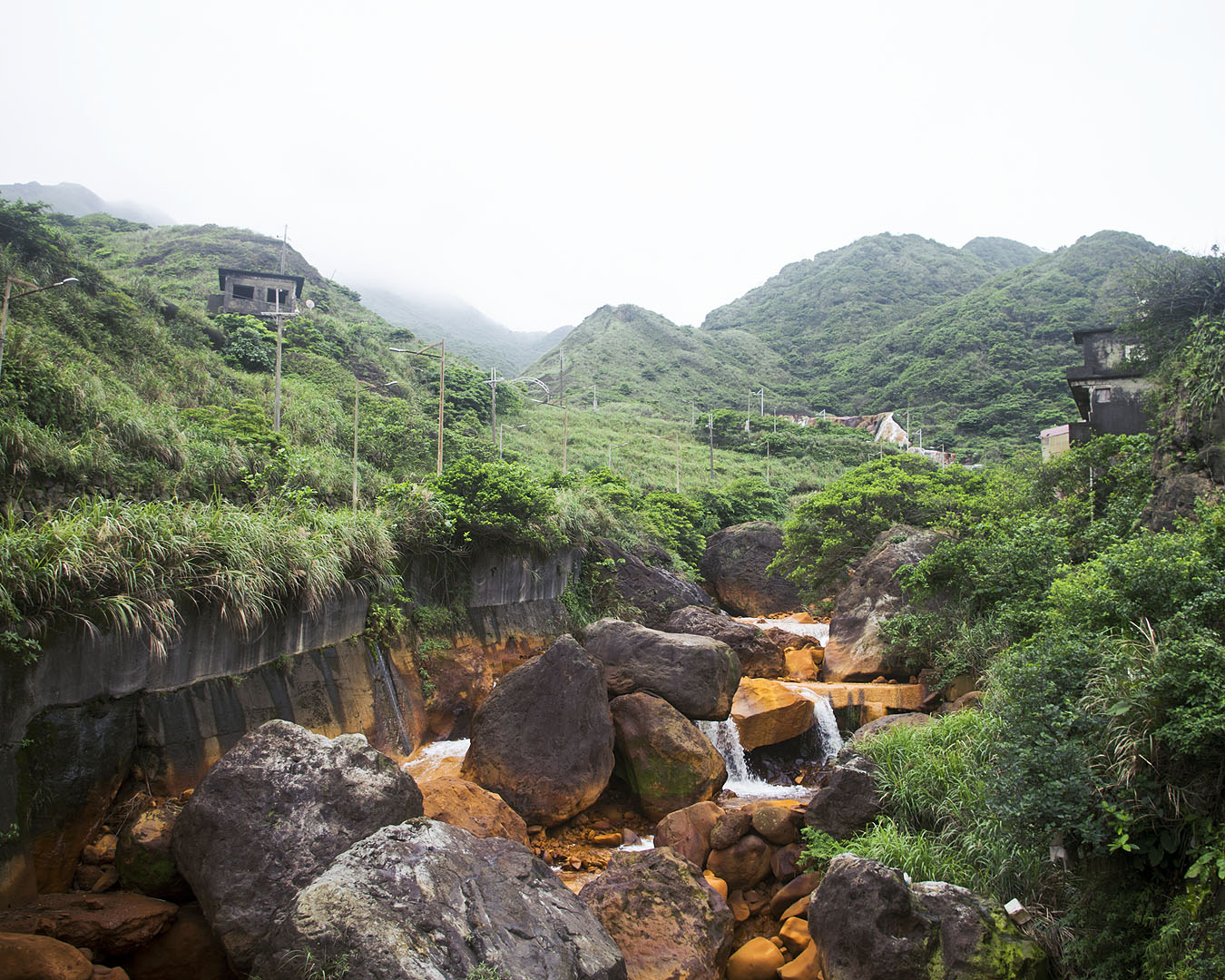 The Golden River and Waterfall near Jiufen, Taiwan
