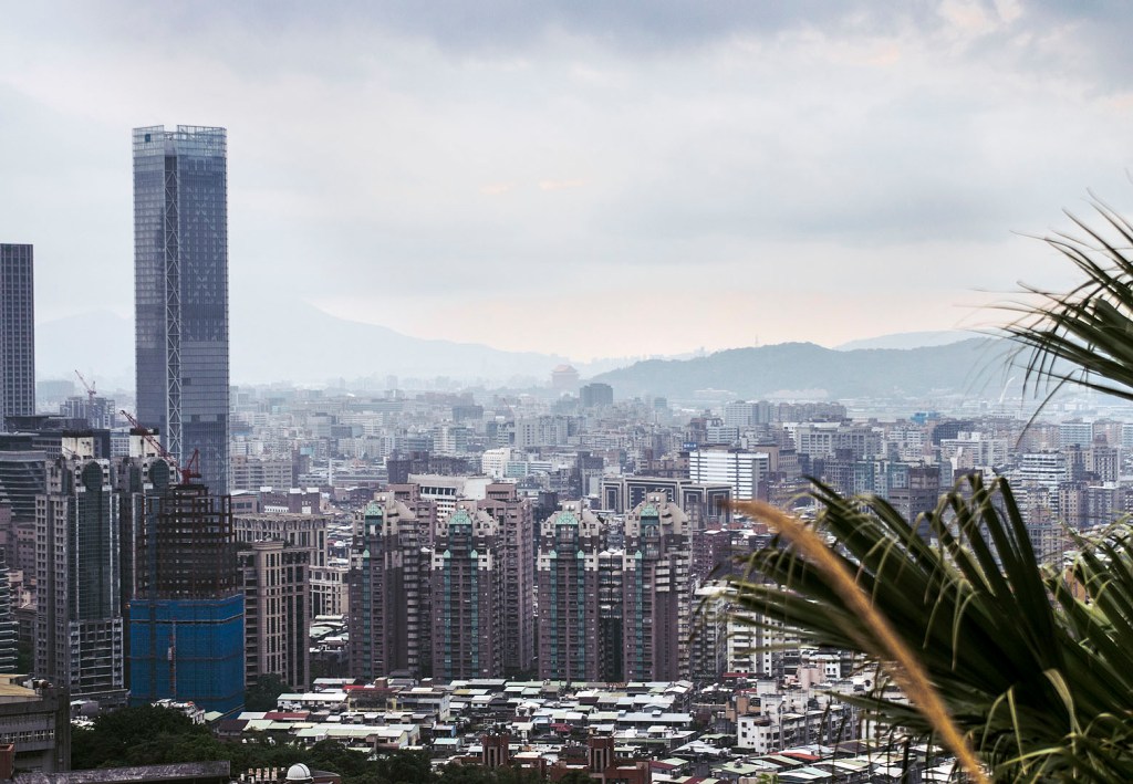 View from Tiger Mountain of apartment blocks in eastern Taipei.